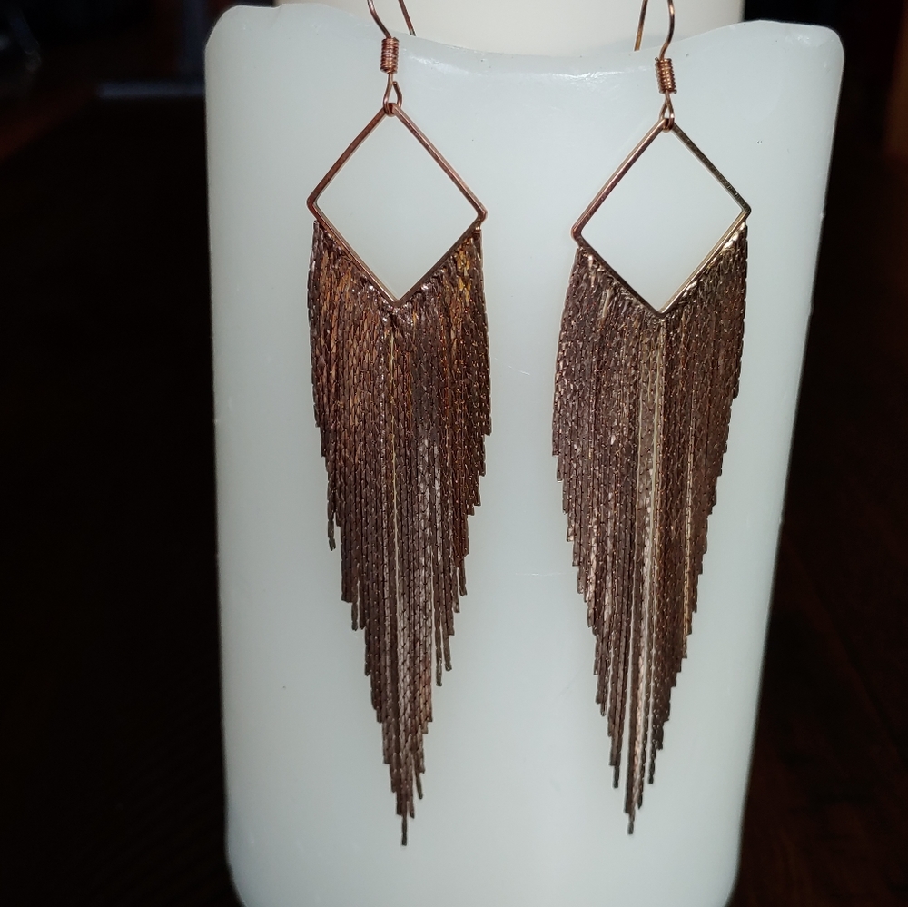 Geometric metal fringe earrings